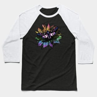 Sunflower And Moth Baseball T-Shirt